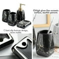 thumbnail image 3 of Bathroom Soap Dispenser Set Bathroom Accessories Set 4 Pcs Ceramic Marble Bathroom Accessories Complete Set Bathroom Decor - 1 Soap Dispenser, 2 Tumblers, 1 Soap Dish, Glossy Black, 3 of 7