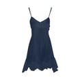 thumbnail image 5 of Amzcrzy White Mini Dress Solid Color Cotton Linen Summer Dress for Women V Neck Spaghetti Strap Ruffle Asymmetrical Hem Casual Sundresses for Women Beach 2026 Navy L, 5 of 5