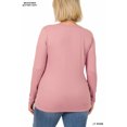 thumbnail image 3 of Zenana Plus Size Brushed Microfiber Lightweight Round Neck Long Sleeve Tee Shirts Top, 3 of 3