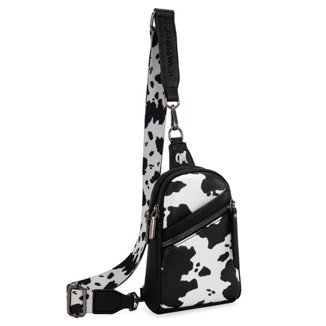 Bandolera con estampado de vaca Montana West para mujer