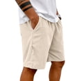 thumbnail image 5 of Dwelliawo Men's Shorts Stylish Wide Leg Corduroy Short Beach Casual Drawstring Shorts Pant with Pockets Elastic Waist Shorts Beige 2XL, 5 of 7