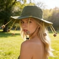 thumbnail image 2 of Sun Hat for Outdoor Festivals Folk Style Unisex Wide Brim Cap with Beaded Fringe Sun Beach Accessory, 2 of 7