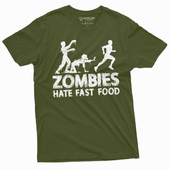 Men's Funny Zombies Hate Fast Food T-shirt Foodie Humor Shirt