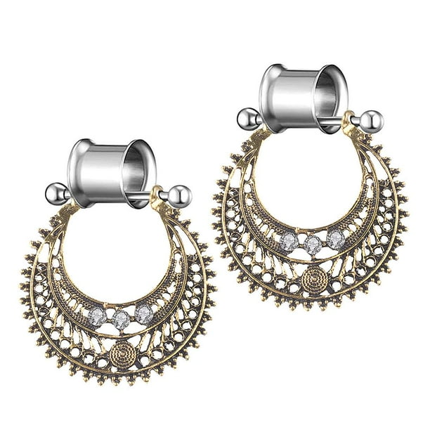1 Par de Túneles de Oreja de material acero Inoxidable Tapones para Los Oídos Ensanchador de Doble Acampanado 6mm Salvador tapones para oídos