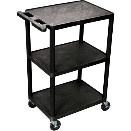 Luxor 300 lb. 24" x 18" 3-Shelf Black Utility Cart