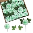 thumbnail image 3 of Artificial Flowers 25pcs Fake Roses with Stems and 2 leaves for DIY Wedding Bouquets Party Decor, 3 of 5