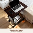 thumbnail image 2 of PHANCIR Adjustable Overbed Table with Wheels, Bedside Laptop Desk with Storage, Height Adjustable Rolling Sofa Table for Home Office(Red Walnut), 2 of 7
