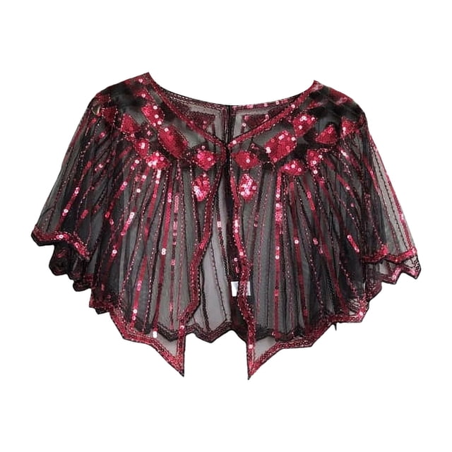 Châles pour Femmes, Cape en Dentelle Crochetée Tout en Maille Été Robe à Sequins Perlée pour Fête, Accessoires de Mode Automne Hiver