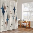 thumbnail image 4 of Colorful Stars Shower Curtain, Vintage Blue Khaki Brown Star Shiny Diamonds Linen Texture Waterproof Shower Curtain Set with 12 Hooks Lightweight Bath Curtains Fabric Bathroom Decor 72x84 Inches, 4 of 9