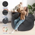 thumbnail image 3 of Convertible Bean Bag Chair Bed for Adults, Full Size Corduroy Floor Sofa with Washable Cover & High-Density Foam, No Assembly, Dark Gray, 3 of 8