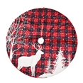 thumbnail image 3 of Falda de árbol de Navidad de 48 pulgadas, falda de árbol a cuadros de búfalo rojo y negro con diseño de copo de nieve de ciervo, Feliz Navidad, Año Nuevo, 3 of 3