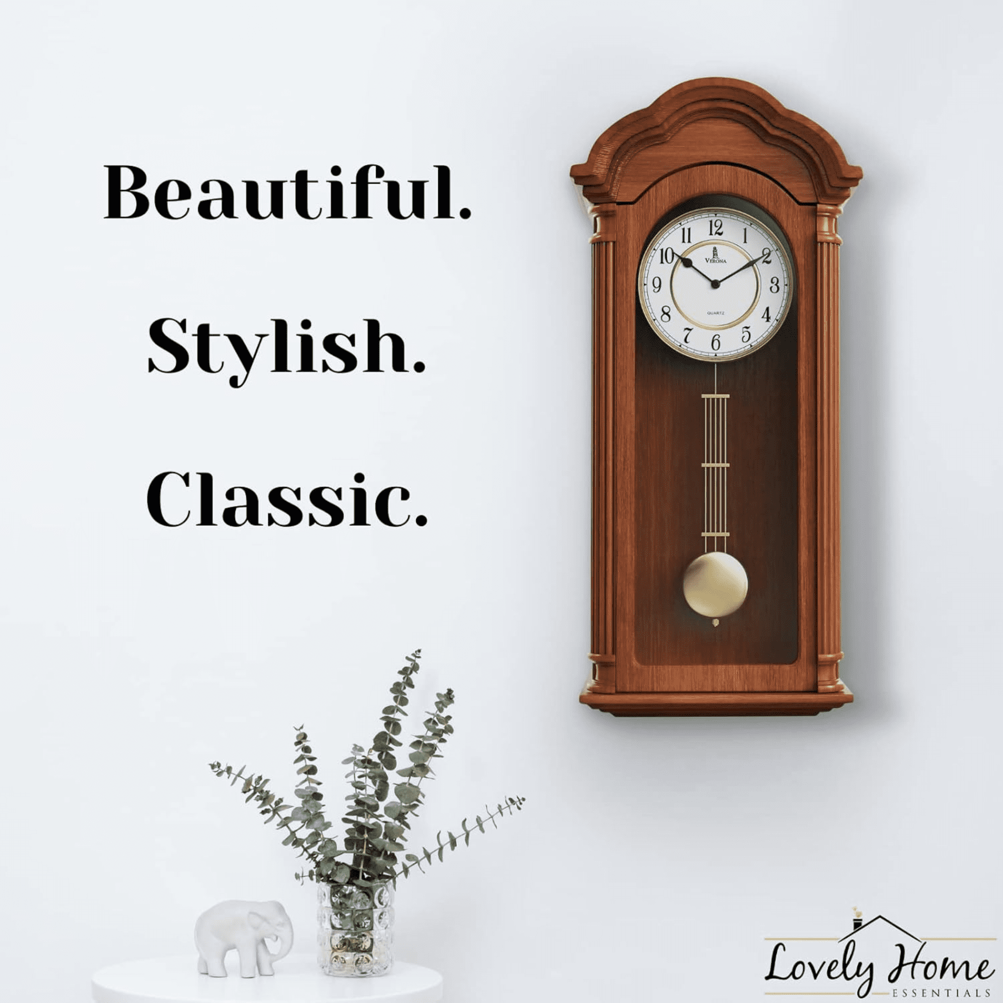 Pendulum Wall Clock Battery Operated - 26 inch Large, Wooden Hanging Grandfather Wall Clock with Pendulum - Quiet, Made with Real Wood for Living Room Decor, Office & Home Décor Gift