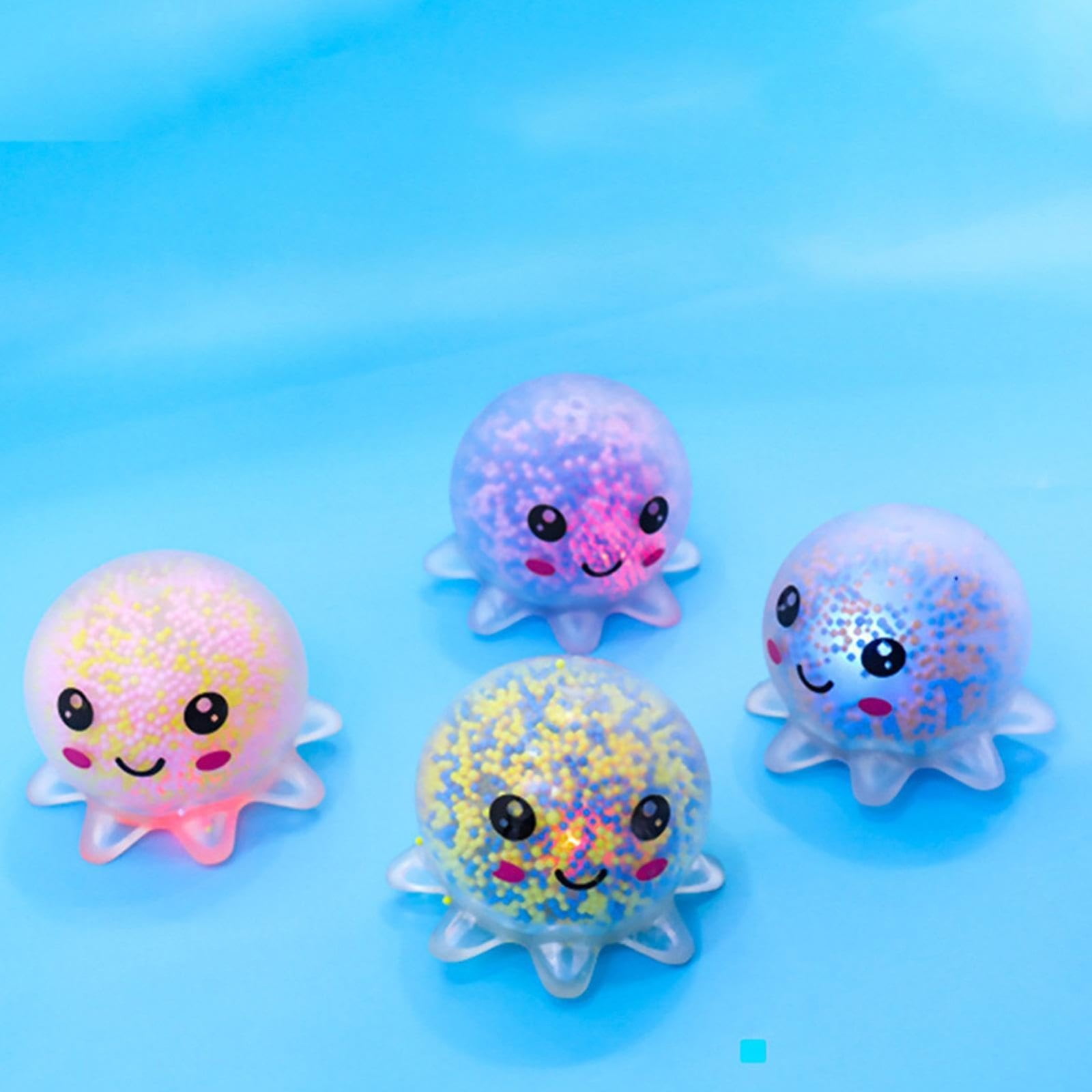 Crystal Squishy Octopus Squeeze Toys: Animals Octopus Stress Relief Stress Ball, Cute Clear Octopus Soft Sticky Toys, Fidget Toys, Birthday Office Party Favors for Adults, Random Color