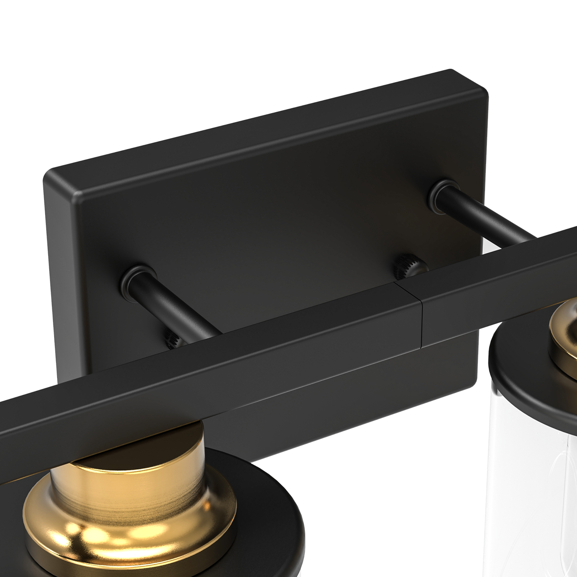 YANSUN 27.2 in 4-Light Black and Gold Bathroom Vanity Light Fixtures Over Mirror with Clear Glass Shades for Bathroom, Powder Room, Vanity Table