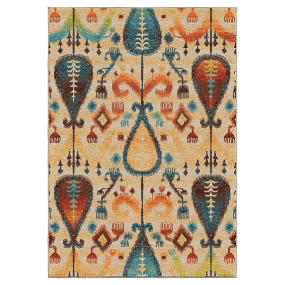 Orian Spoleto Area Rugs - 2817 Contemporary Multi Petals Colorful Curls Teardrops Rug