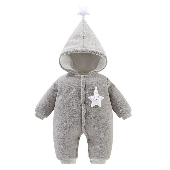Mercatoo Baby Winter Snowsuit Coat Warm Thick Fleece Hooded Romper Jumpsuit Toddler Boys Girls Crawling Suit Outfit