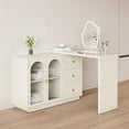 thumbnail image 3 of SUNVIVI Makeup Vanity Desk, Extendable Corner Vanity Makeup Table with 3 Drawers, Modern Dressing Table for Bedroom, Makeup Vanity Without Mirror, 3 of 8
