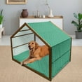 thumbnail image 2 of Gingko Pet House, Biloba Leaves Traditional Plants Chinese Leafage Woodland Spa Pattern, Outdoor & Indoor Portable Dog Kennel with Pillow and Cover, 5 Sizes, Teal and Pale Yellow, by Ambesonne, 2 of 4
