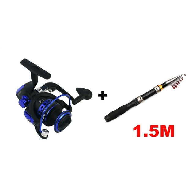 Moulinet de Pêche Bobine en Métal Moulinet à Lancer pour Pêche en Mer Canne à Pêche à la Carpe Combo Moulinet + Canne à Pêche, Cadre en Aluminium Rigide