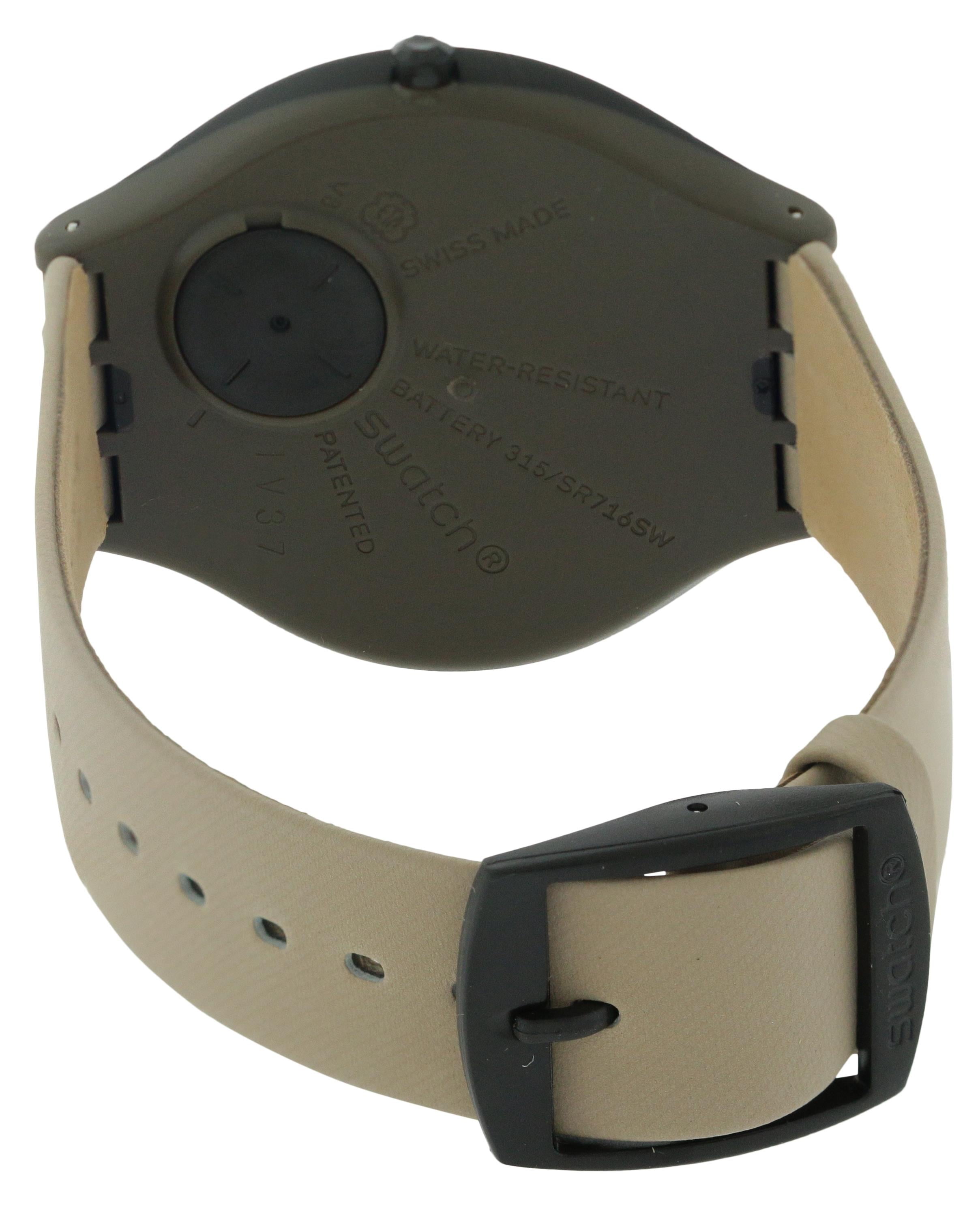 アナログ腕時計 SWATCH SKINSAND Men's Leather Watch SVUB101 Swatch Skinsand Quartz Beige Dial Men's Watch SVUB101