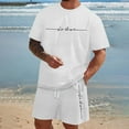 thumbnail image 2 of Tiweut Men's Short Sets Male Letter Print Short Sleeve Crew Neck T Shirt Shorts Two Piece Loose Fit Man's Clothes Suit White,L, 2 of 5