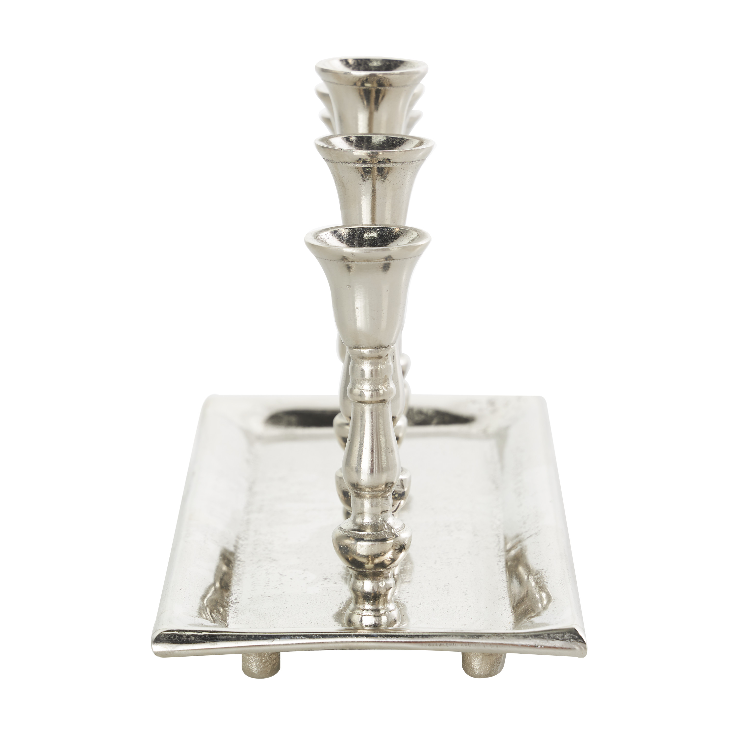 DecMode 5 Holder Silver Aluminum Candelabra with Candle Plate
