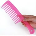 thumbnail image 3 of Anti-Static Large Wide Tooth Comb Hairdressing Comb Women Hanging Hole Handle Grip Curly Hair Hairbrush Beauty Hair Combs, 3 of 5
