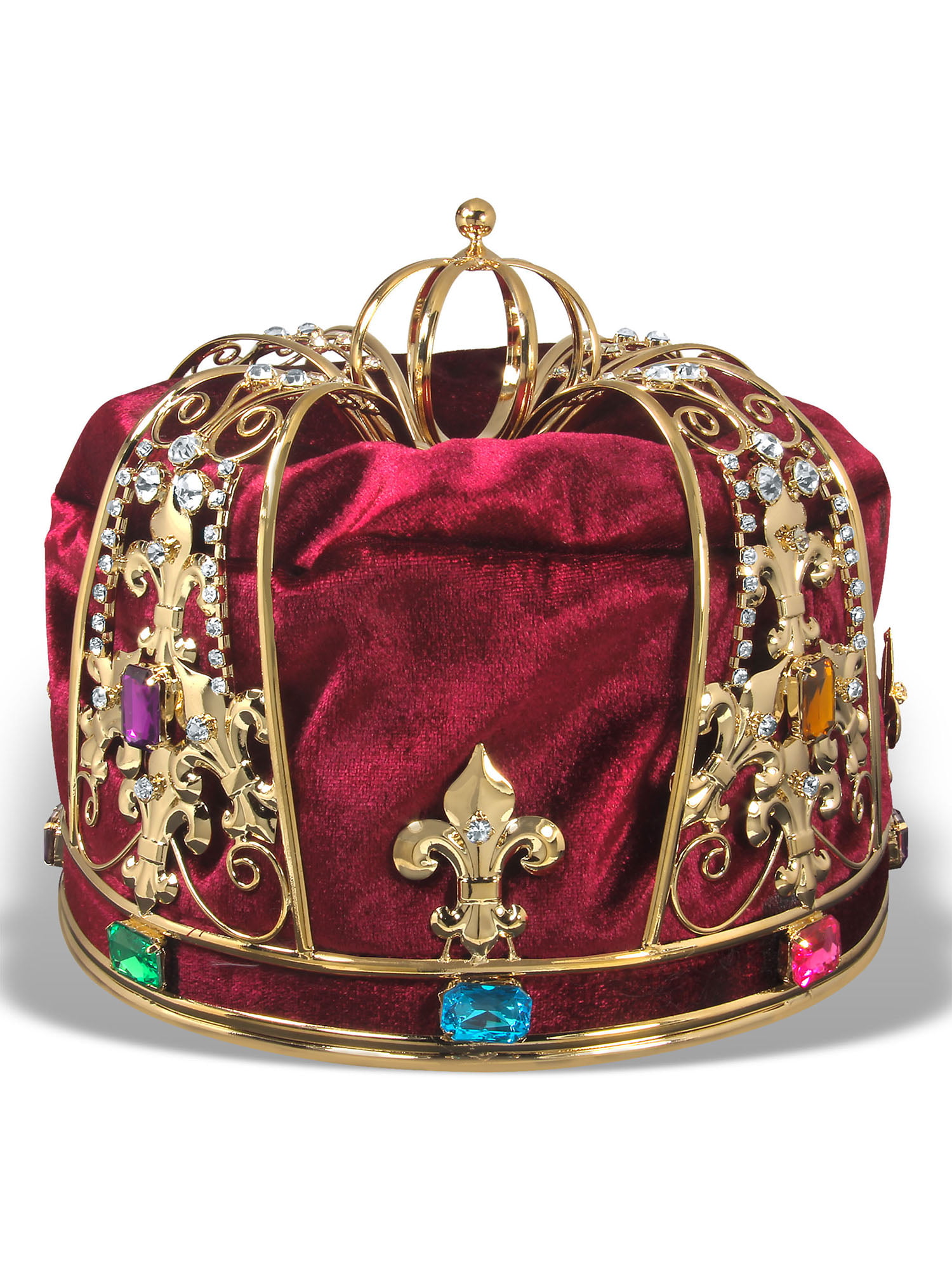 Strass Onion Dome Gemstone Red Velvet Men's Gold Crown Regal King Royal Head 