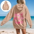 thumbnail image 5 of Multiple Bow Scripture Print Hoodie Women's Oversized Drawstring Pullover Sweatshirt for Fall Winter Casual Outfits, 5 of 9