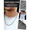 thumbnail image 5 of PROSTEEL 3mm Wheat Necklace for Men Women Stainless Steel Chain Necklaces Silver Sturdy Chain Collection Jewelry Christmas Gift for Husband Father - 30inches, 5 of 9