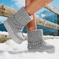 thumbnail image 4 of GJPBGK Women’s Warm Fuzzy Knit Mid-Calf Winter Snow Boots Cozy Outdoor Footwear Platform Flat Comfort Outdoor Winter Fashion Boots, 4 of 8