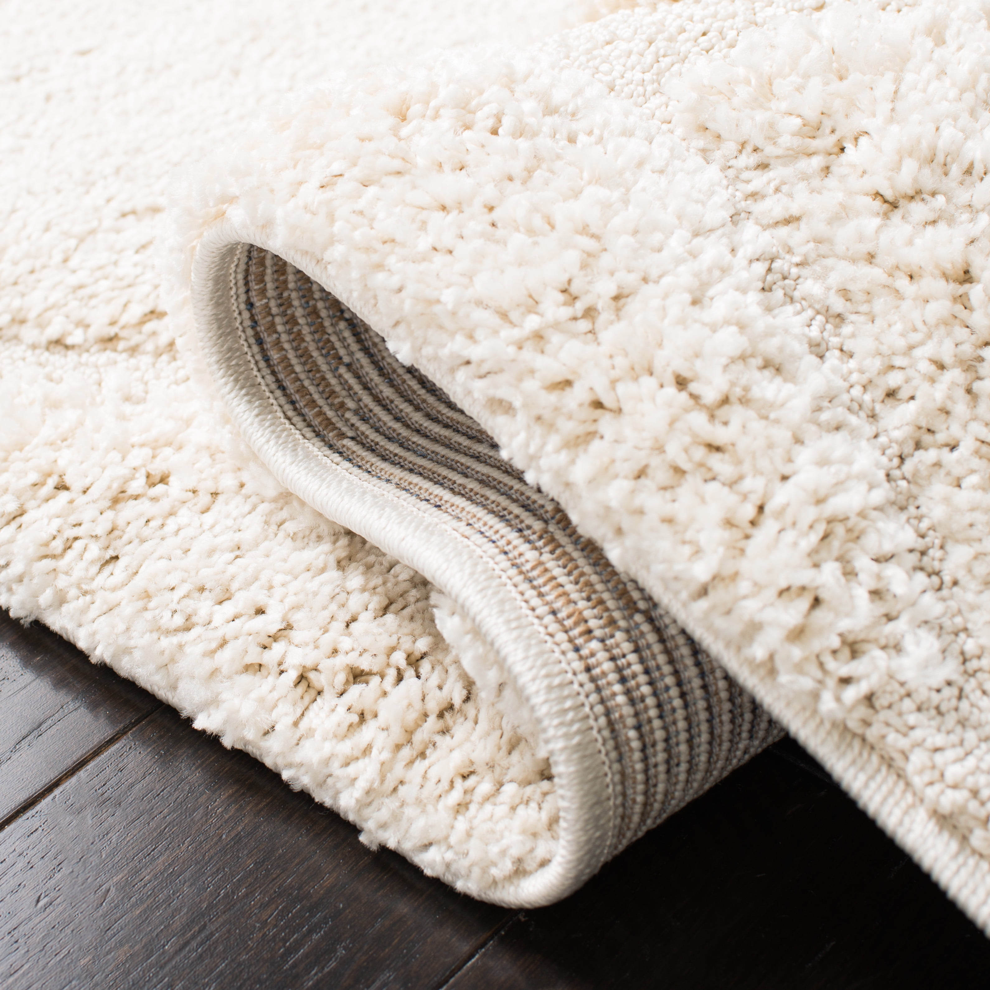 SAFAVIEH Florida Doug Floral Vines Geometric Shag Area Rug, Creme, 4' x 6' - Transitional Modern Design, Creme & Creme, Non-Shedding & Easy Cleaning, Ultra Plush Thick Pile, Ideal for Living Room, Be