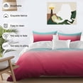 thumbnail image 3 of 3 Piece Teal Pimk Ombre Duvet Cover Set Twin Size,Microfiber Comforter/Quilt Cover with Corner Ties and 2 Pillowcases,Modern Geometric Striped Abstract Art All Season Soft Bedding with Zipper Closure, 3 of 8