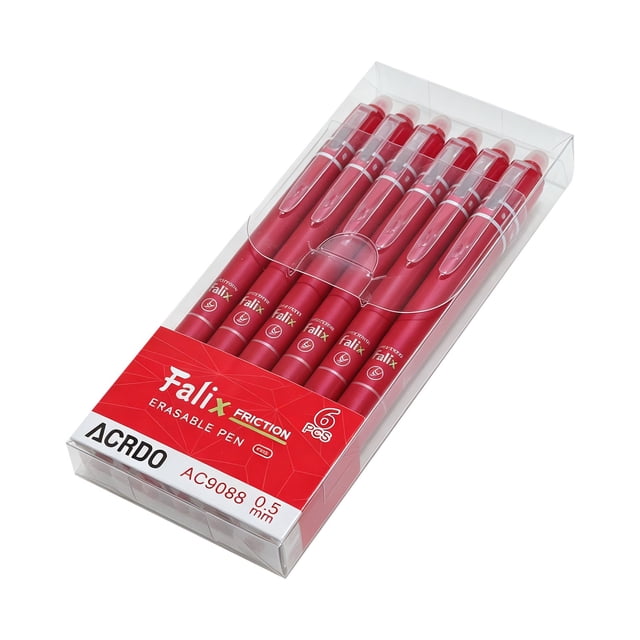 Erasable Gel Ink Pen,Retractable Fine Point Pen,Smooth Writing Stationery,0.5mm Fine Tip Retractable Design Erasable Ink No Stain Residue,Smooth Writing Gel Pen for Puzzle Crossword,Red