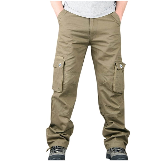 Pantalones largos de moda para hombre, casuales, de color sólido, con cremallera y bolsillos, elásticos, informales, para hombre.