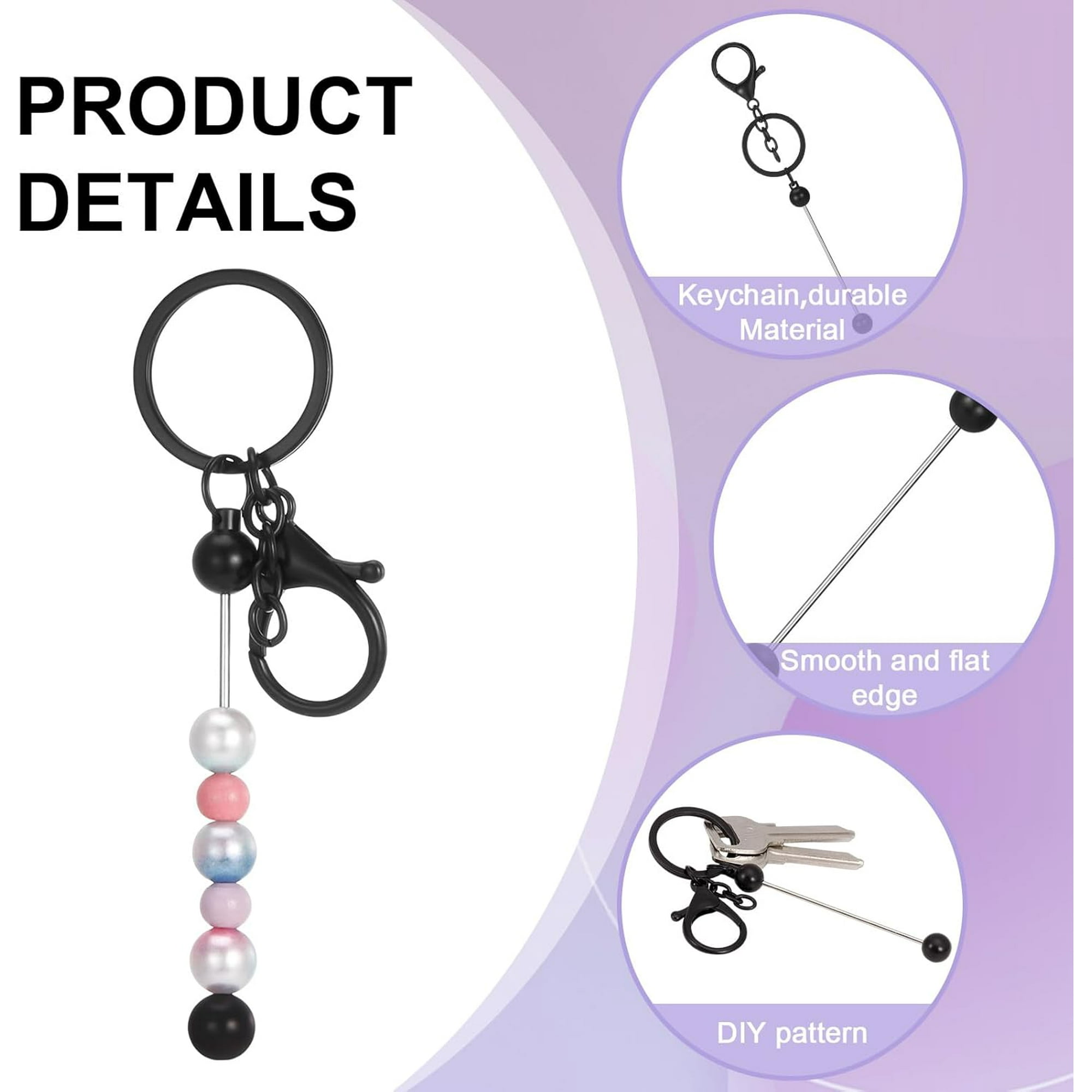 Porte-Clés En Perles Vierges WEWAYSMILE Lot De 20 - Barres Métalliques Pour Création Bijoux DIY