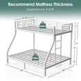 thumbnail image 4 of Dolonm Twin over Queen Metal Bunk Bed for Teens, Heavy Duty Noise Free Bunk Bed Sturdy with Support Leg, Ladder and Guardrails for Bedroom, Easy Assembly, White, 4 of 8