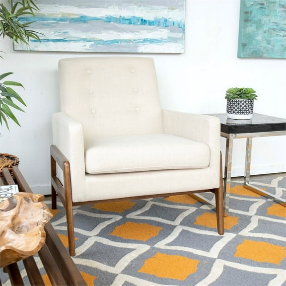 Mid Century Modern Steven Beige Lounge Chair
