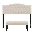 thumbnail image 1 of Home Fare Tufted Upholstered Queen Headboard and Bench Set in Beige, 1 of 11