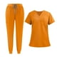 thumbnail image 5 of Conjunto de uniforme exfoliante para mujer, ropa de trabajo, cuello en V transpirable y pantalones deportivos para tienda de mascotas Amarillo, 5 of 10