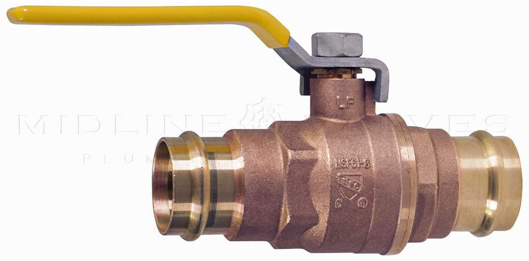 Midline Valve 532004VLV-5 Double-O-Ring Press Ball Valve, with 4 in. Press Connections, Brass (Pack of 5)