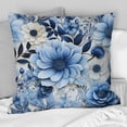 thumbnail image 2 of Designart "Eccentric Blue Watercolor Florals II" Floral Printed Throw Pillow, 2 of 5