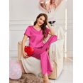 thumbnail image 2 of Ekouaer Silk Pajamas for Women Set 2 Piece Satin Pajama Set Short Sleeve Silk Pj Sets Silky Loungewear Sleepwear, 2 of 6