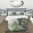 thumbnail image 2 of Designart "Misty Morning Pine Tree Charm I" Landscapes Bedding Covert Set - Tree Pine Green Floral Bed Set With 2 Shams, 2 of 6