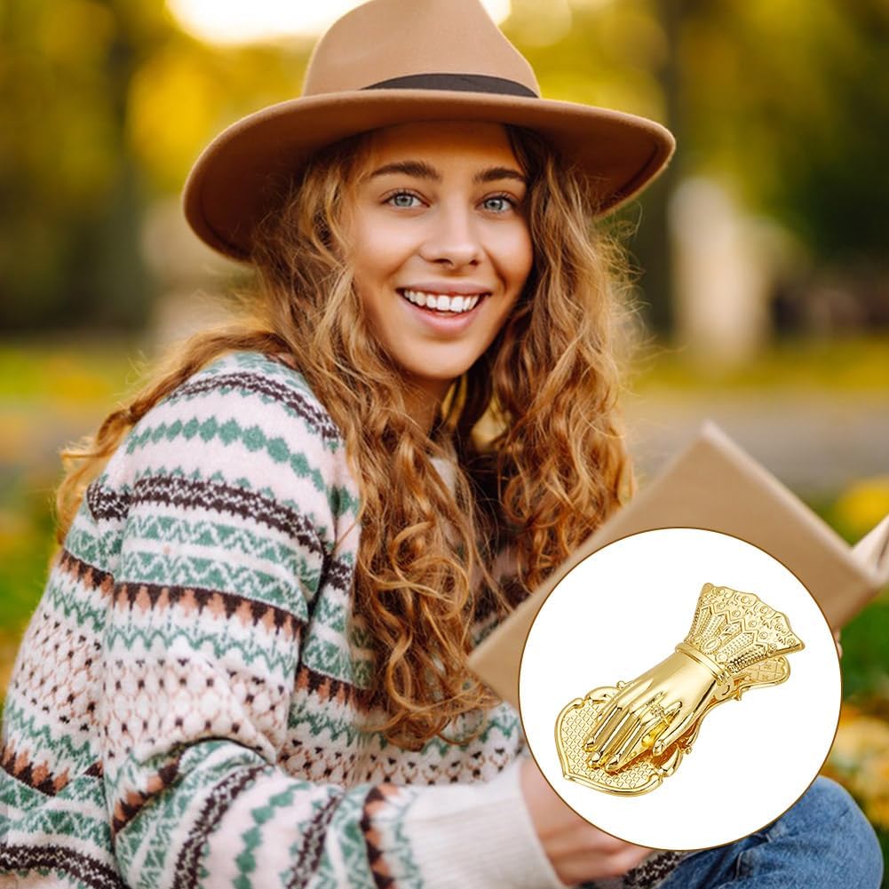 Gold Hand-Shaped Book Clip - Vintage Metal Bookmark, Page Holder For Journal, Workbook, Students