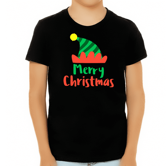 Funny Elf Hat Christmas T-Shirt Christmas Shirts Funny Christmas Shirt for Boys Funny Christmas Shirt