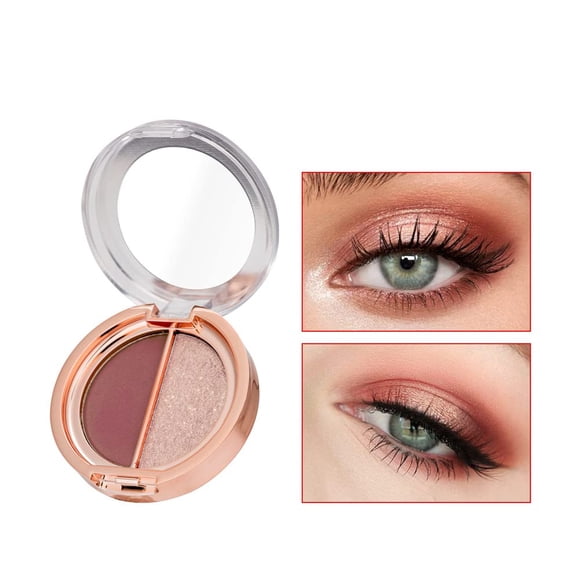 Timipoo Sombra de ojos de doble color, paleta de maquillaje de ojos de alto pigmento, sombra de ojos de metal con brillo mate, sombra de ojos de color resistente al agua y duradera (03#Polvo de rosa)