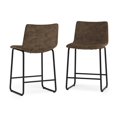 thumbnail image 1 of Tabouret Warner Moderne (Lot de 2) en Similicuir Marron Vieilli, 1 of 10