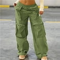 thumbnail image 3 of qolati Women Baggy Cargo Sweatpants Y2k Trendy High Waist Wide Leg Sweat Pants Athletic Workout Lounge Trousers with Pockets Green XL 10, 3 of 6