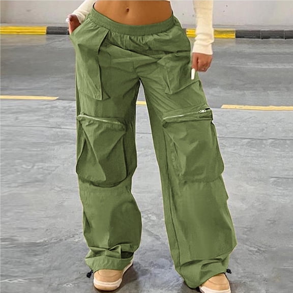 Danhjin Green Women's Cargo Pants Lightweight Cargo Pants Soft Stretch Baggy Casual Streetwear Travel Hiking